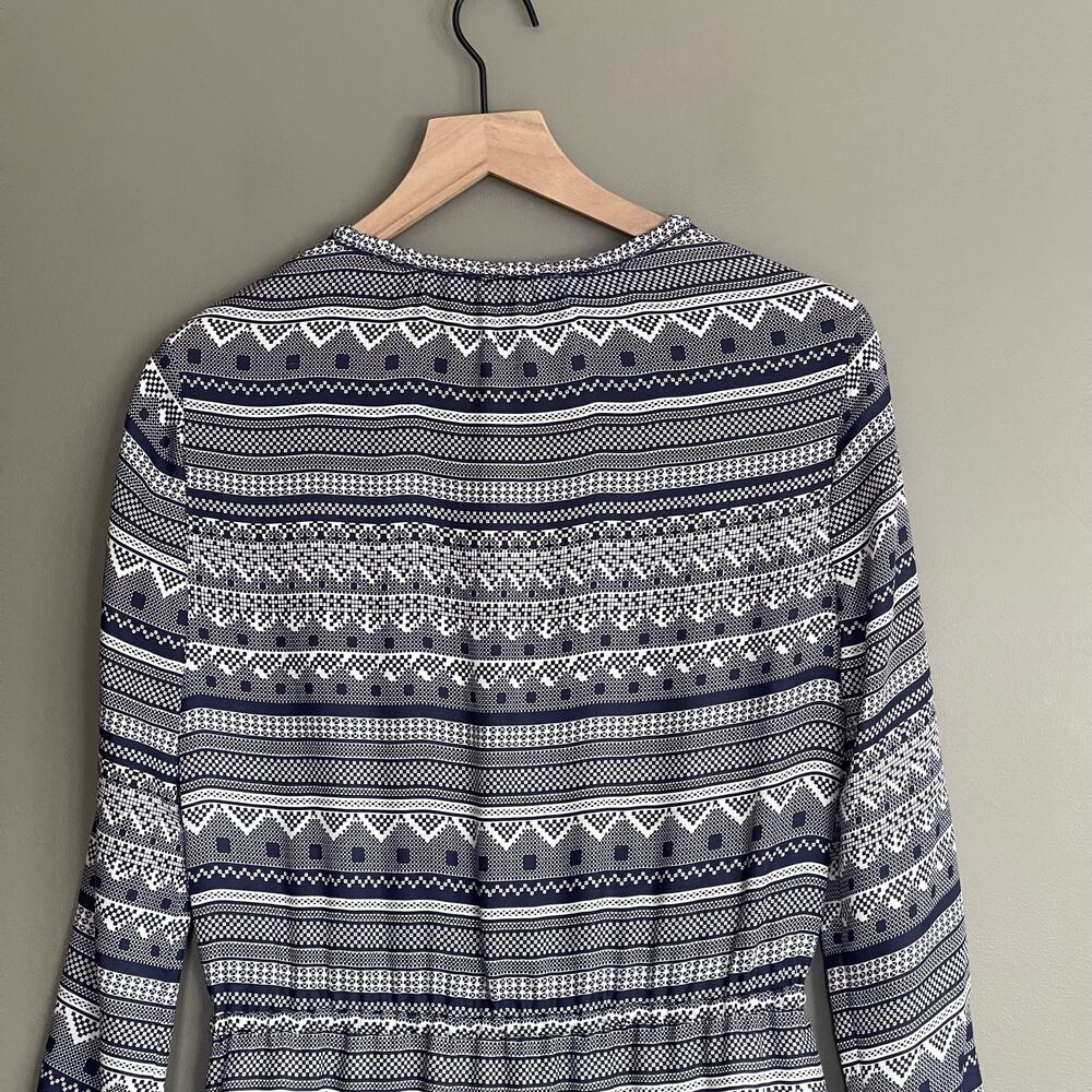 Veronica Beard Agathe Dress Blue White Silk Size 0 Flounce Hem Lightweight Chic - Picture 9 of 16